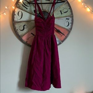 Purple sweetheart neckline dress